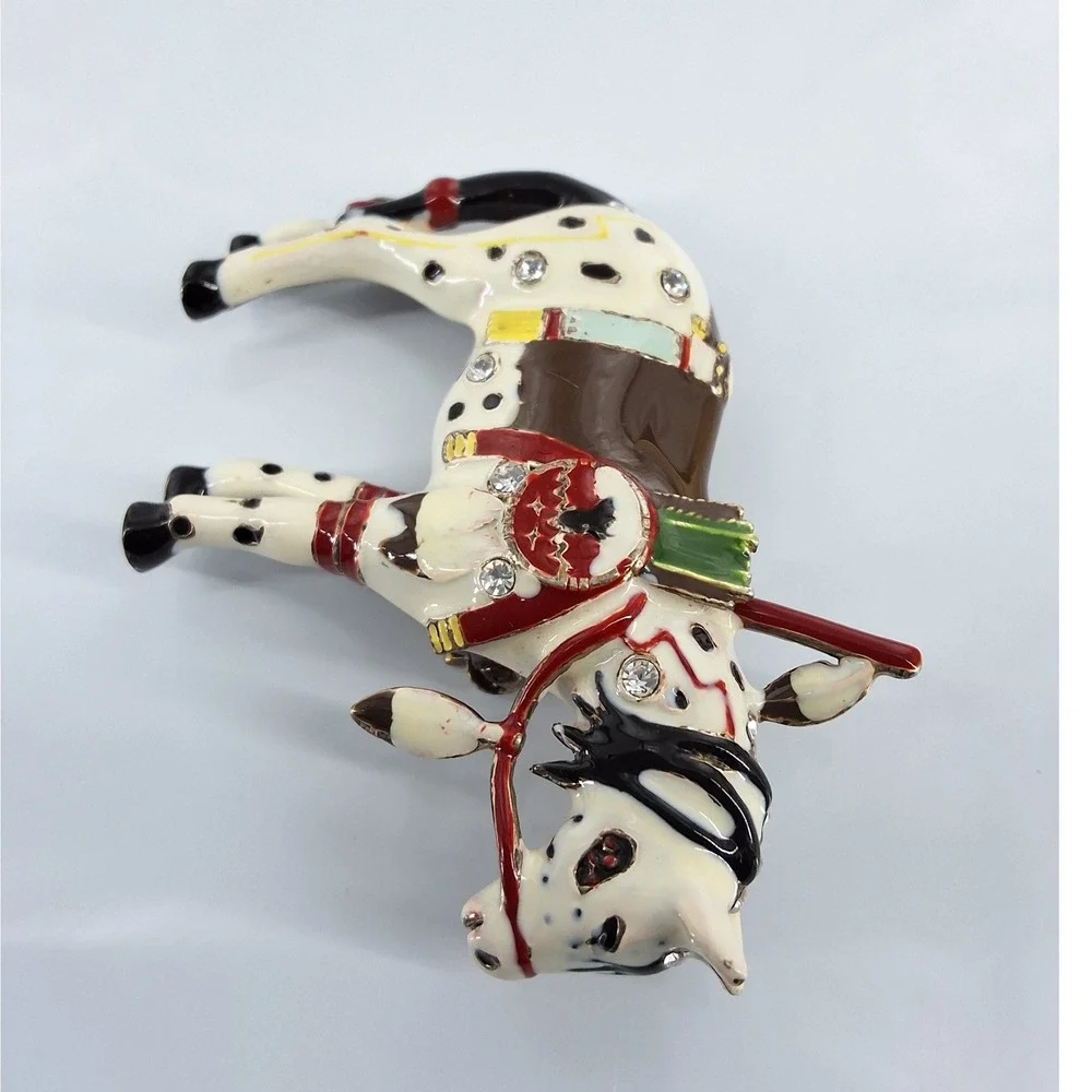 TOPP Trail of Painted Ponies War Pony Vintage Enamel‎ Horse Brooch Pendant Pin
